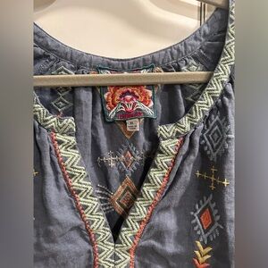 Super Cute Blue Johnny Was blouse size Xl